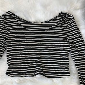Striped long sleeve crop top